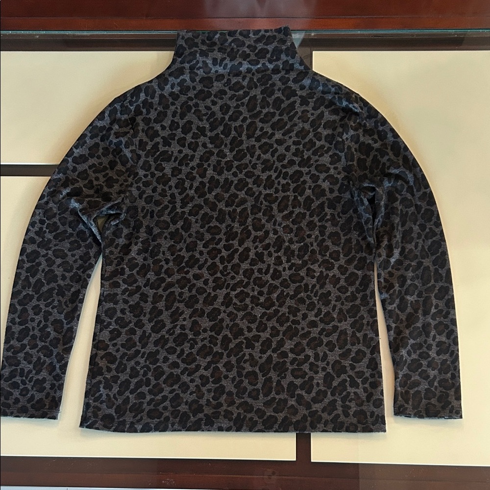 Ann Taylor Leopard Print Turtleneck Top- Size Large